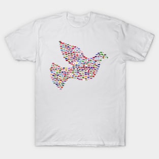 International Day of Peace - Flags of the World - Peace Dove T-Shirt